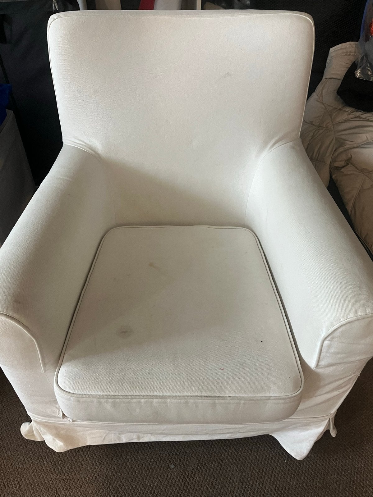 IKEA Ektorp stoel en poef, Huis en Inrichting, Ophalen, Gebruikt, Wit, Eén