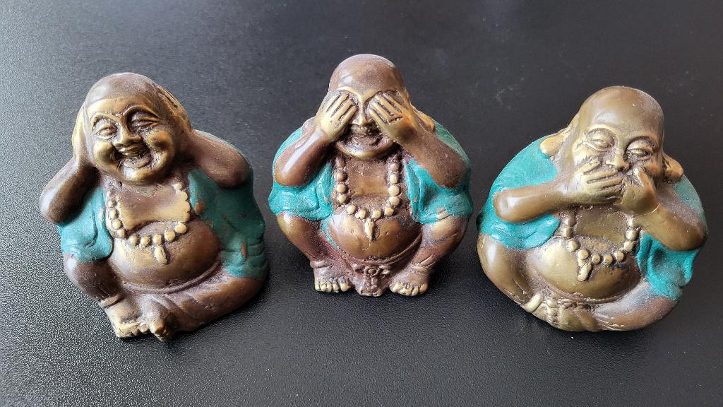 "Horen, zien en zwijgen" bronzen Boedha’s, Verzamelen, Ophalen of Verzenden, Dier