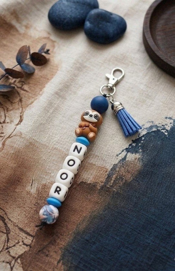 Gepersonaliseerde Sleutelhanger met Luiaard en Naam, Verzamelen, Ophalen of Verzenden, Nieuw, Dier of Natuur