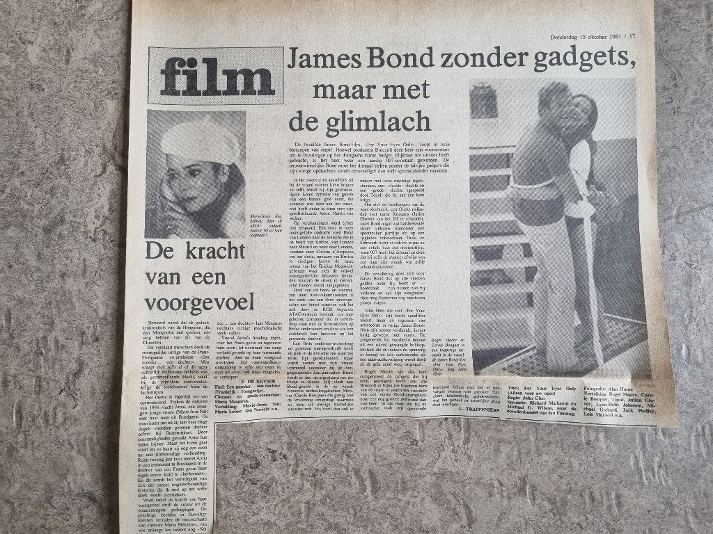 James Bond: recensie For Your Eyes Only (1981), Ophalen of Verzenden, 1960 tot 1980, Knipsel(s)
