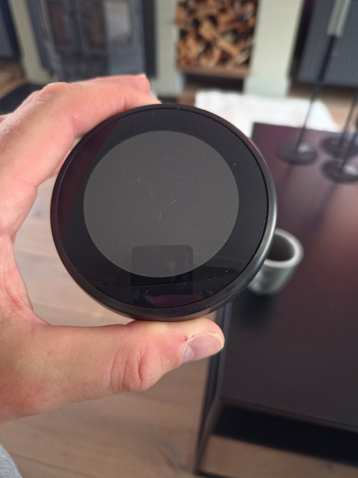 Google Nest 2e generation - Zwart, gebruikt, inclusief heatl, Doe-het-zelf en Verbouw, Ophalen of Verzenden, Slimme thermostaat