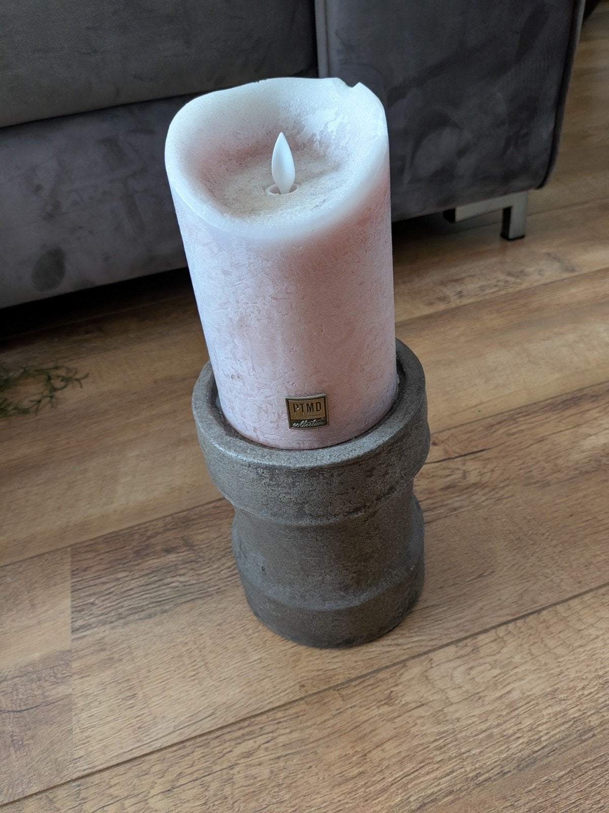 Kaars met standaard, Huis en Inrichting, Ophalen, Gebruikt, Was, Roze