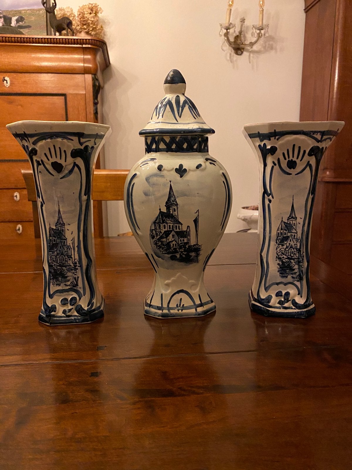 Delfts blauw kaststel 3 delig, Ophalen