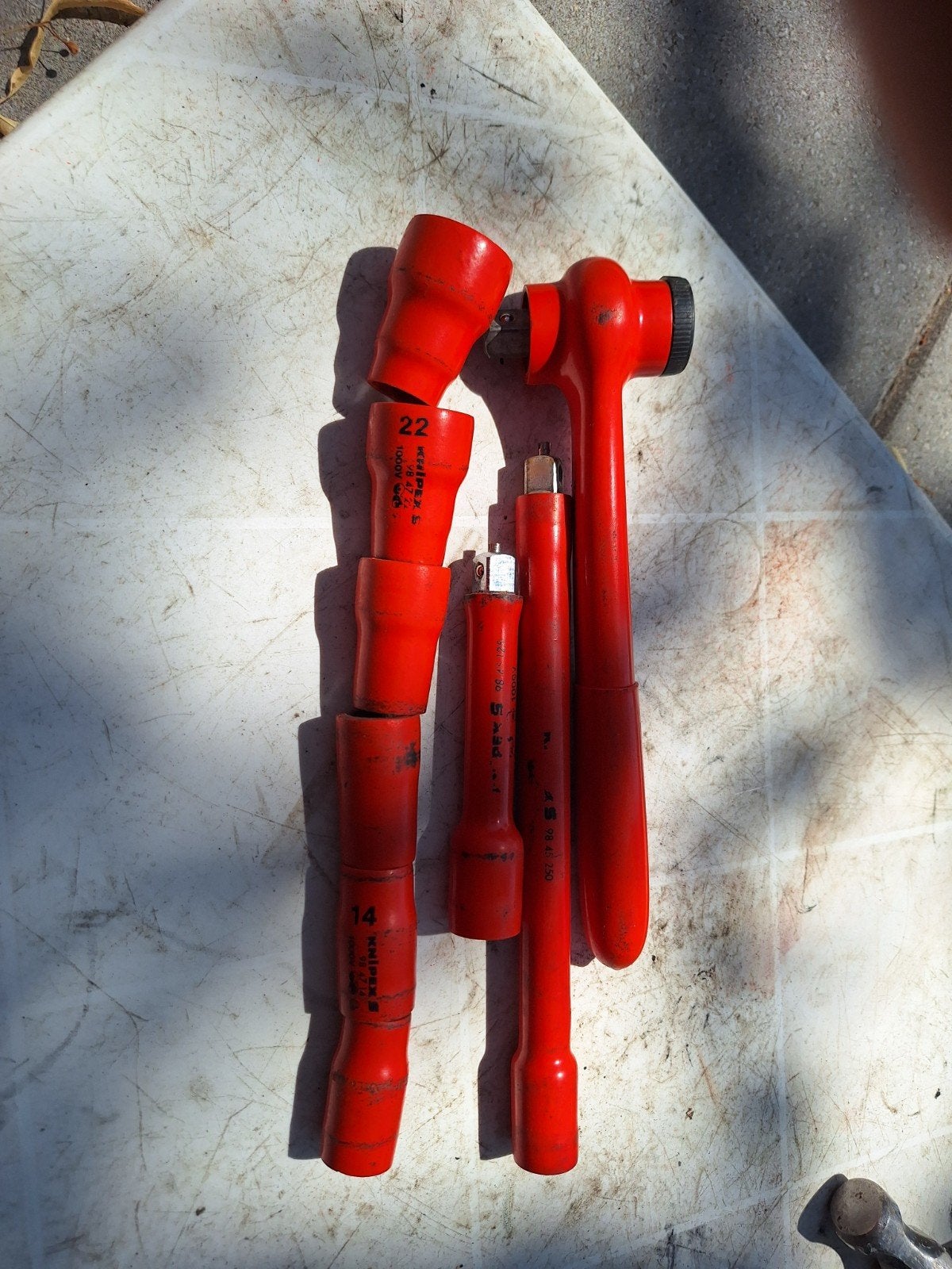 Knipex vde gereedschap 1000v ratel 2x verlengstuk doppen, Ophalen, Gebruikt, Garagekrik, X