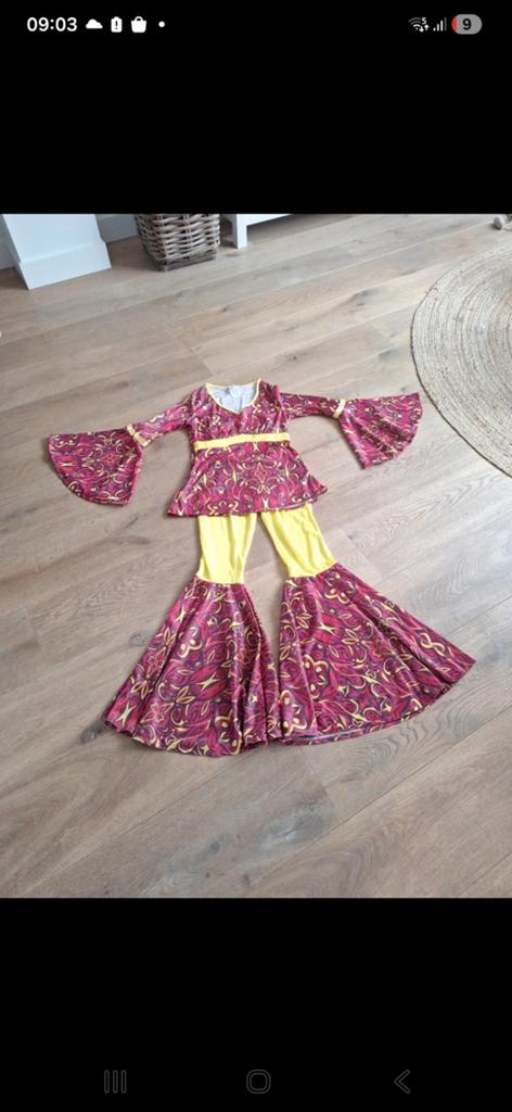 Flowerpower hippie pak 36/38, Ophalen of Verzenden, Zo goed als nieuw, Maat 36 (S), Carnaval