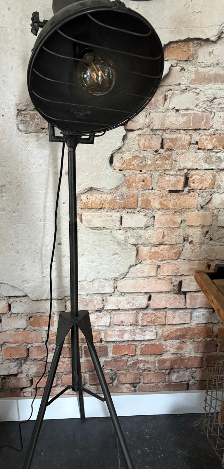 Landelijke/Industriële Vloerlamp - Verstelbaar, Ophalen, Gebruikt, E27 (groot), Metaal