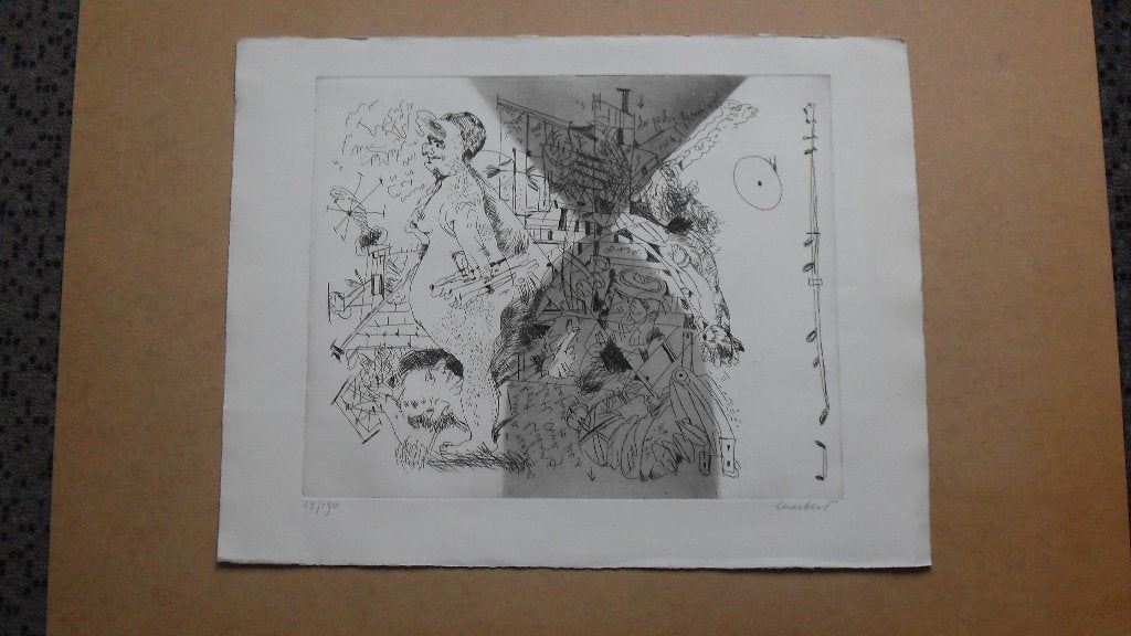 LUCEBERT ; zeer grote originele gesigneerde ets, Ophalen of Verzenden, Ets, Gesigneerd