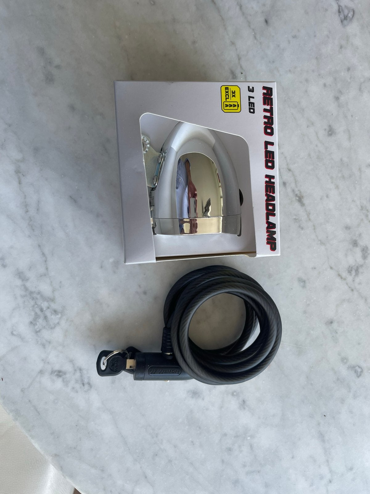 Retro LED koplamp en kabelslot, Ophalen of Verzenden, Nieuw, Batterij, Verlichtingsset