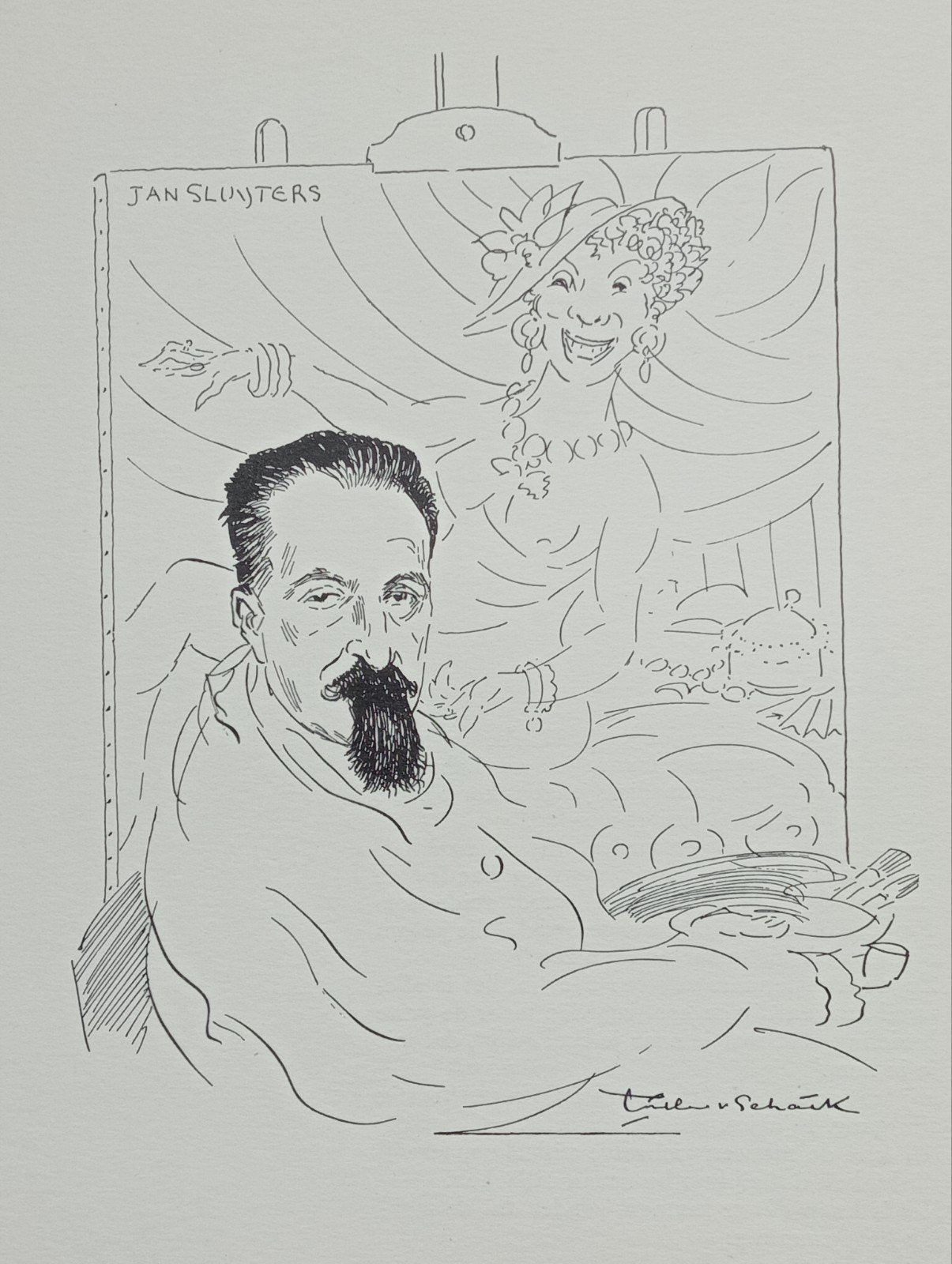 Willem van Schaik litho 1937 portret Jan Sluijters Sluyters, Ophalen of Verzenden, Voor 1940, Gebruikt