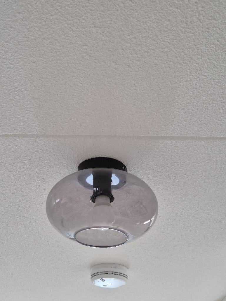 2x GAMMA Plafondlamp Vetro Rookglas – 17Ø26 cm, Ophalen, Zo goed als nieuw, Glas, Vetro