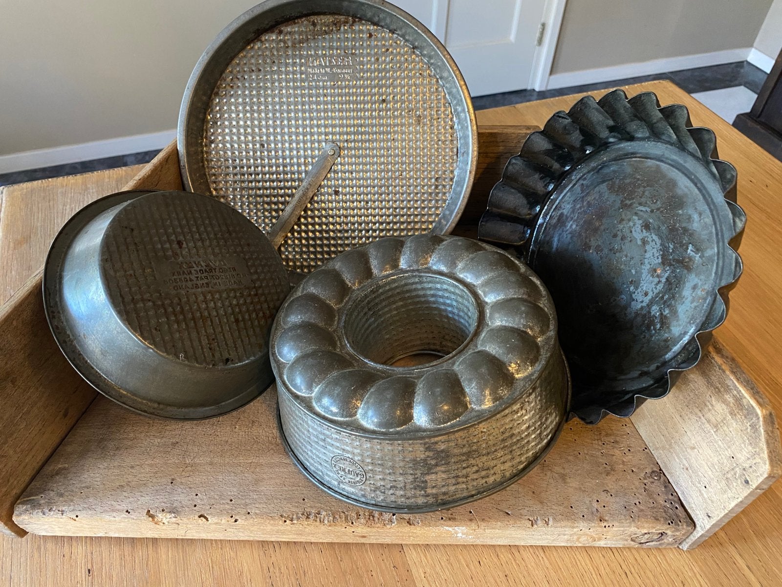 Vintage set van 4 bakvormen, Antiek en Kunst, Ophalen of Verzenden