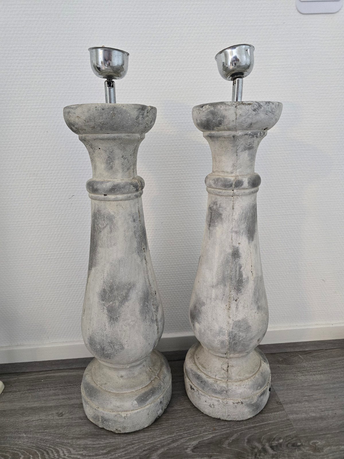 Set van 2 betonnen lampvoeten 50 cm - Landelijke stijl, Ophalen, Gebruikt, 50 cm, Grijs