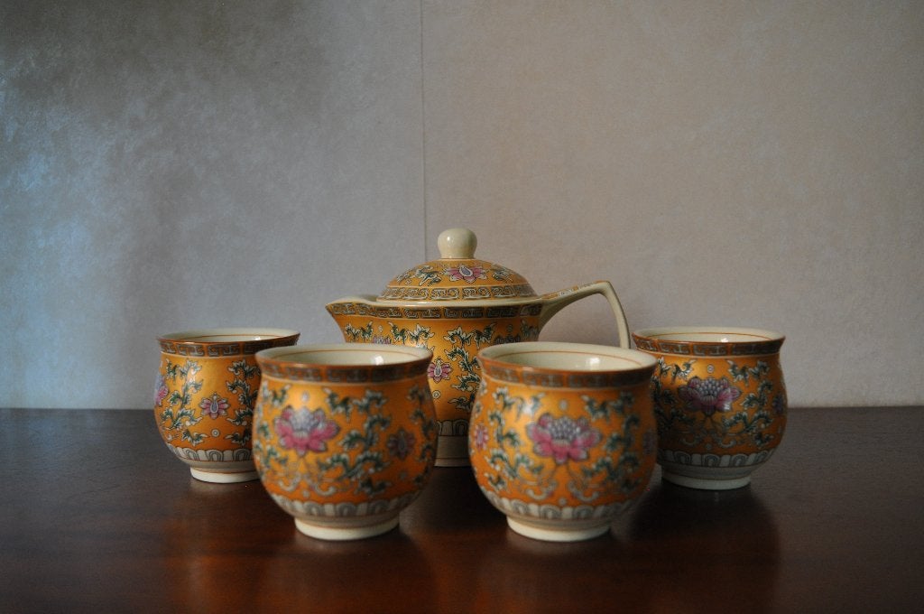 Vintage Chinees Theeserviesje met zeef, Ophalen of Verzenden