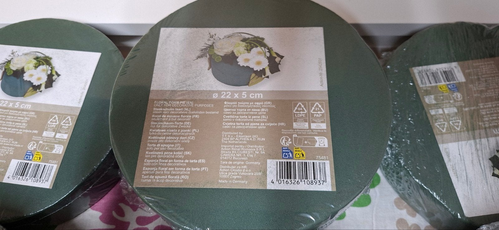 Bloemstuk Steekschuim Ringen Ø 22 x 5 cm - 6 stuks, Groen, Nieuw, Overige materialen, Overige merken