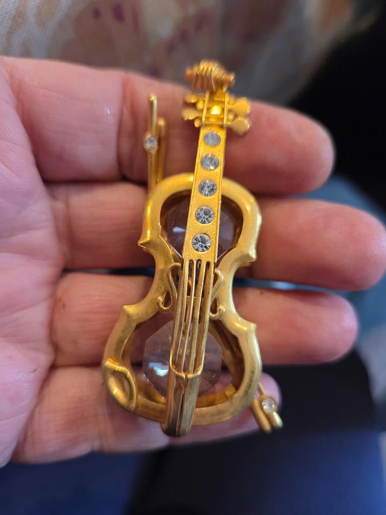Uniek Viool Beeldje met Kristallen - Muzikaal Decoratie, Sieraden, Tassen en Uiterlijk, Ophalen of Verzenden