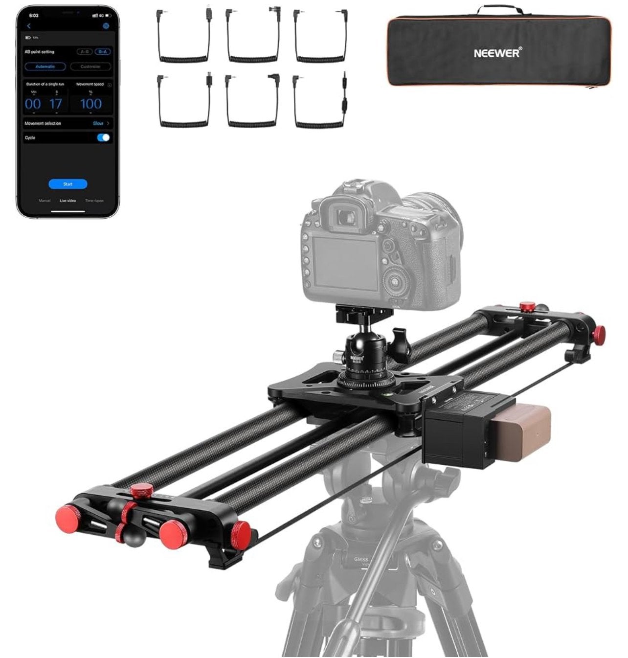 Neewer gemotoriseerde cameraslider met app-bediening, Overige merken, Overige typen, Ophalen of Verzenden, Zo goed als nieuw