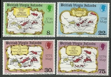 BR. VIRGIN Isl. 1977 Landkaarten, Michel: 320-23, Postfris., Postzegels en Munten, Verzenden, Postfris, Midden-Amerika