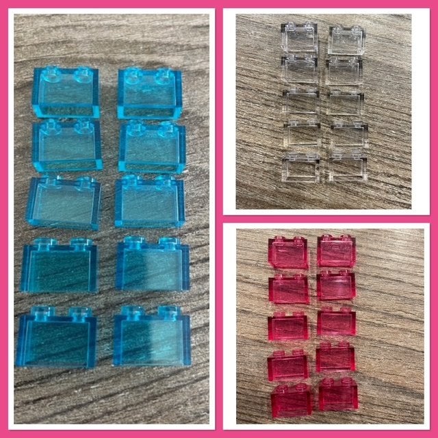 10 lego basis blokjes 1x2 transparant in 3 kleuren, Ophalen of Verzenden, Nieuw, Losse stenen, Lego