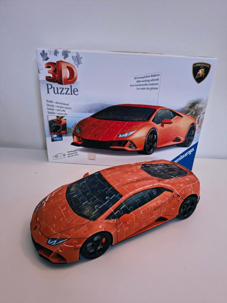 3D puzzel Lamborghini Huracan EVO van Ravensburger, Ophalen of Verzenden, Minder dan 500 stukjes, Zo goed als nieuw, Rubik's of 3D-puzzel