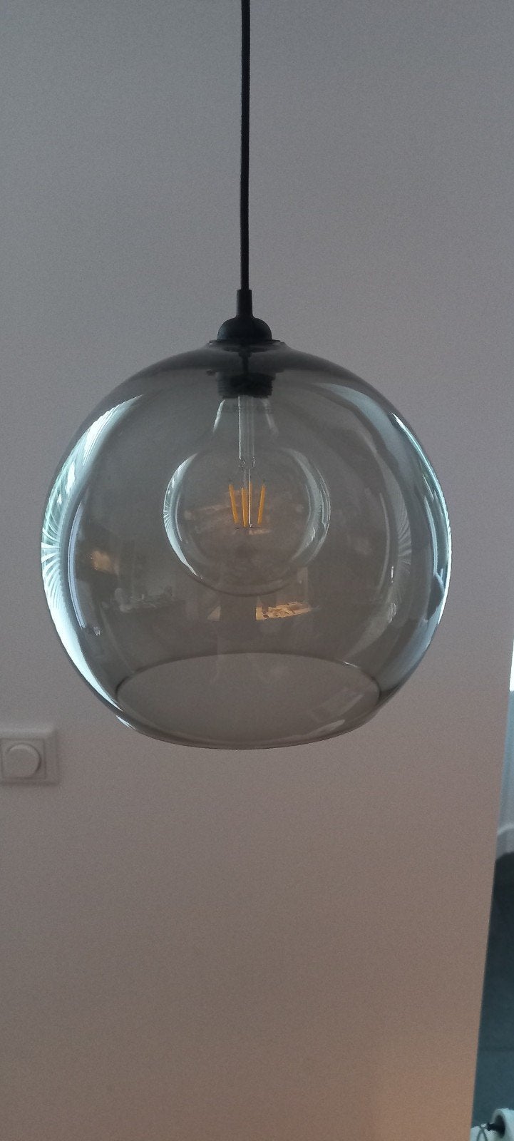 Glazen hanglamp met LED filament lamp, Huis en Inrichting, Ophalen, Minder dan 50 cm, Modern, Industrieel, Scandinavisch, Glas