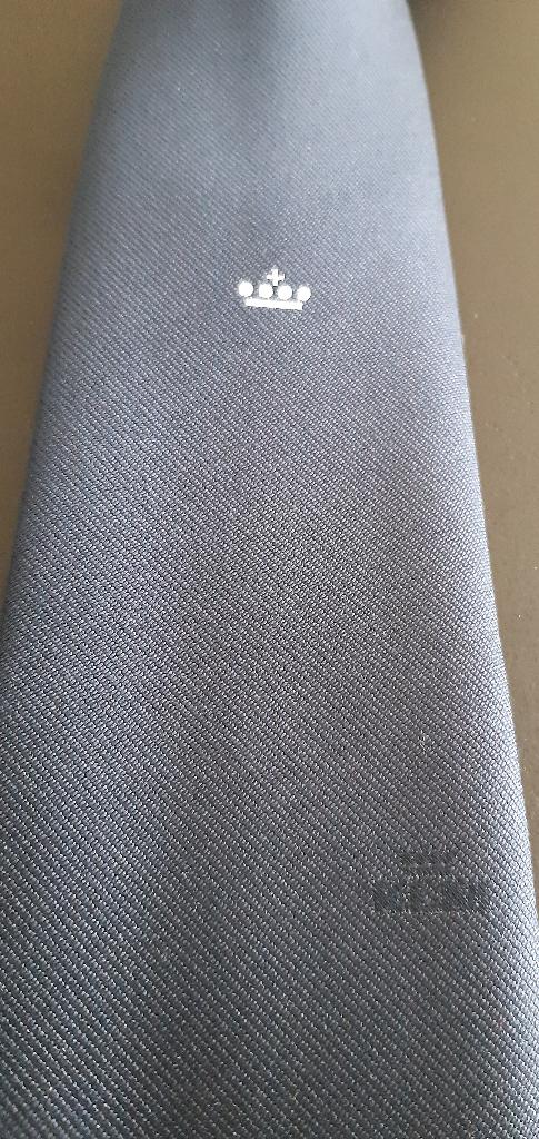KLM stropdas klassiek blauw met KLM logo doorlopend, Ophalen of Verzenden, Nieuw, Gebruiksvoorwerp