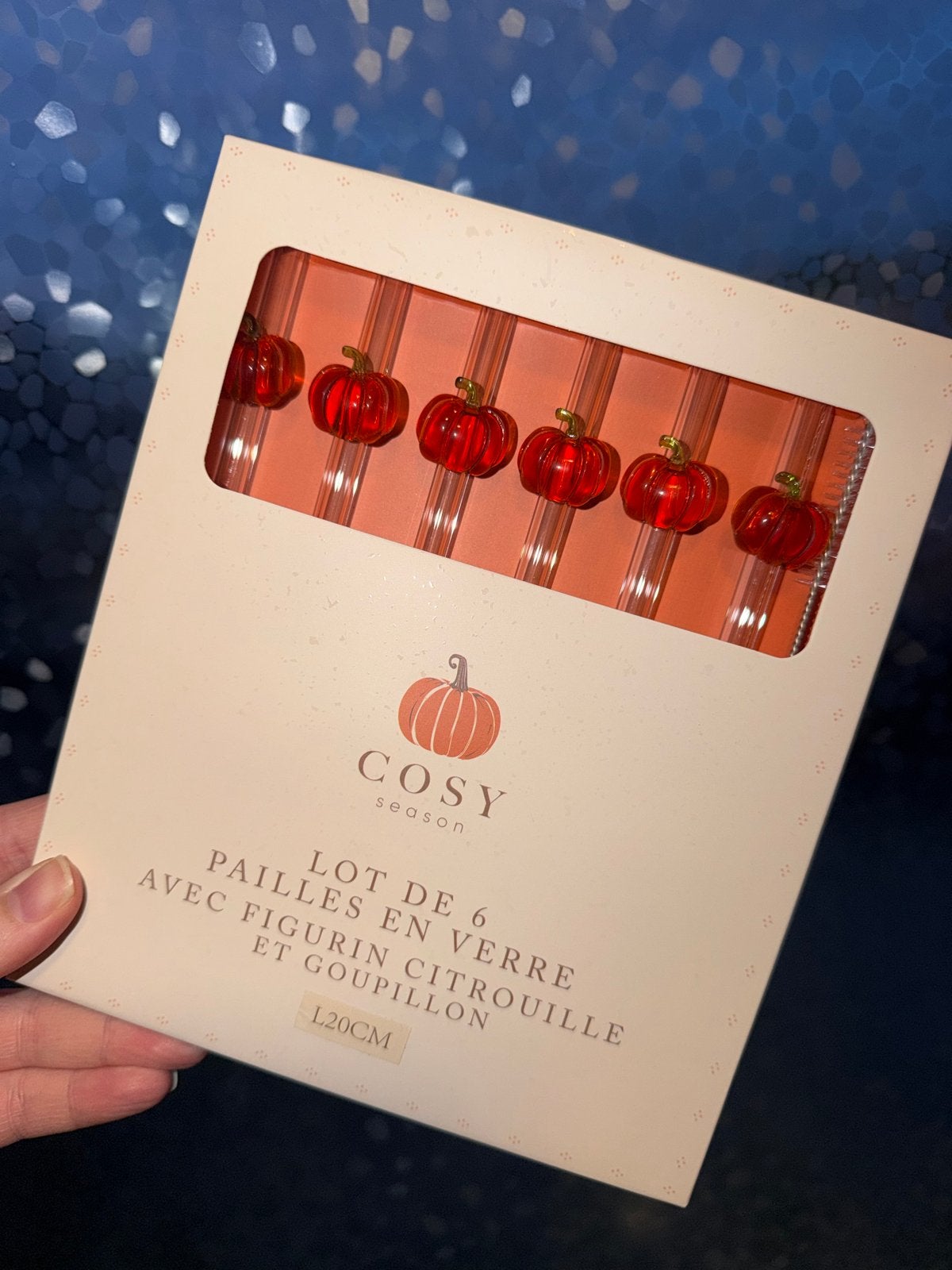 Glazen rietjes met pompoenfiguur - Cosy Season (6 stuks), Nieuw, Ophalen of Verzenden, Overige merken, Oranje