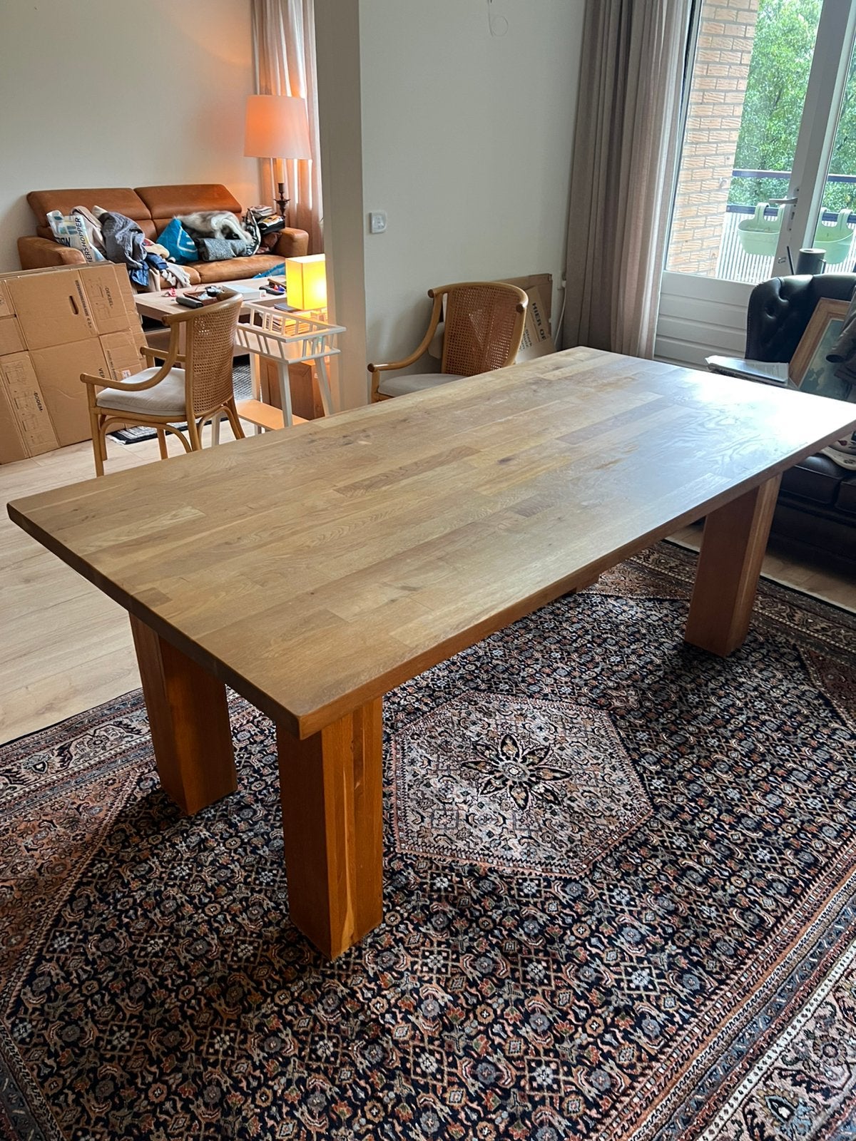 Beuken eettafel zware kwaliteit 200 x 100, Ophalen, 200 cm of meer, 50 tot 100 cm, Zo goed als nieuw