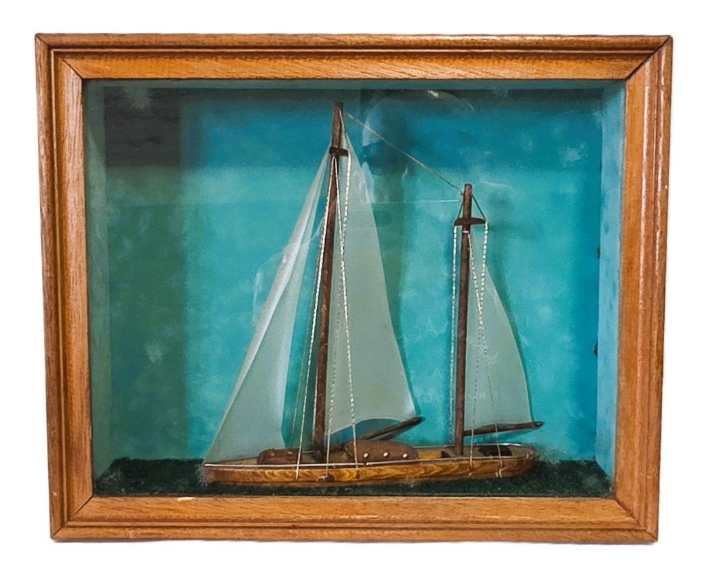Antieke kijkdoos met zeilboot., Ophalen of Verzenden, Zo goed als nieuw, Zeilboot, Schaalmodel