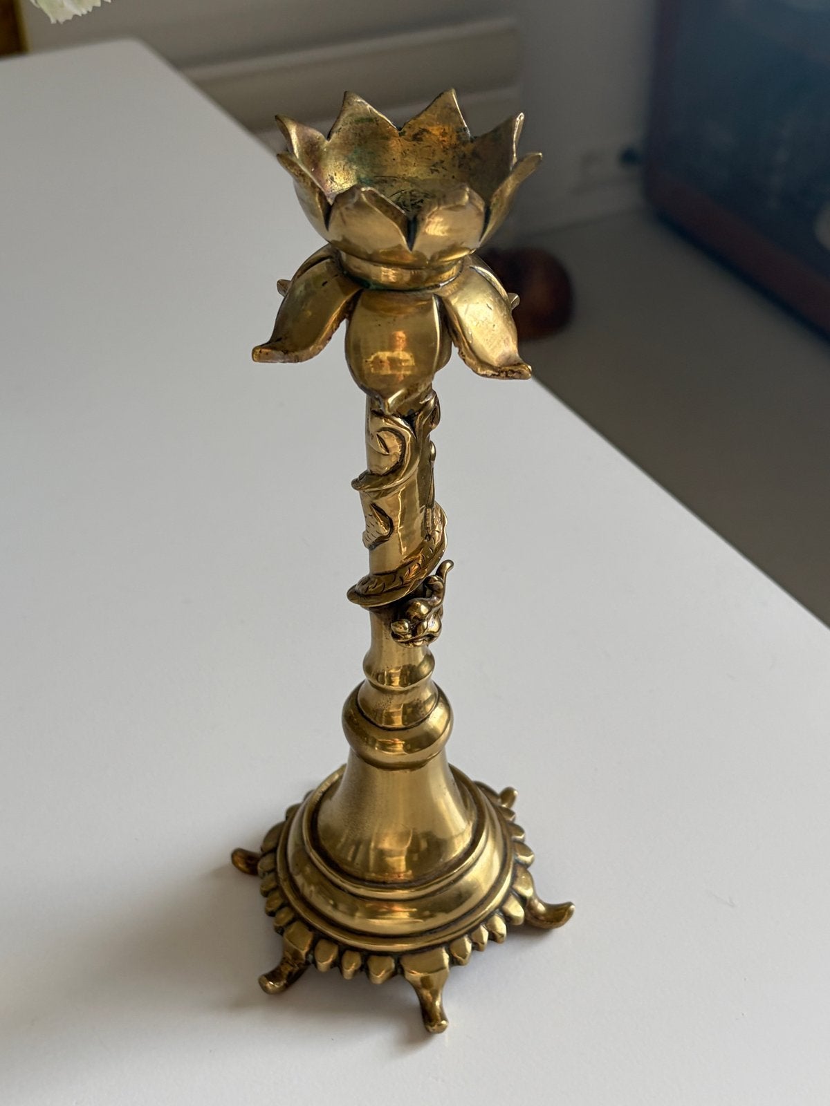 Hoge antieke messing bronzen Art Nouveau uit de 19e eeuw,, Ophalen of Verzenden, Koper of Brons