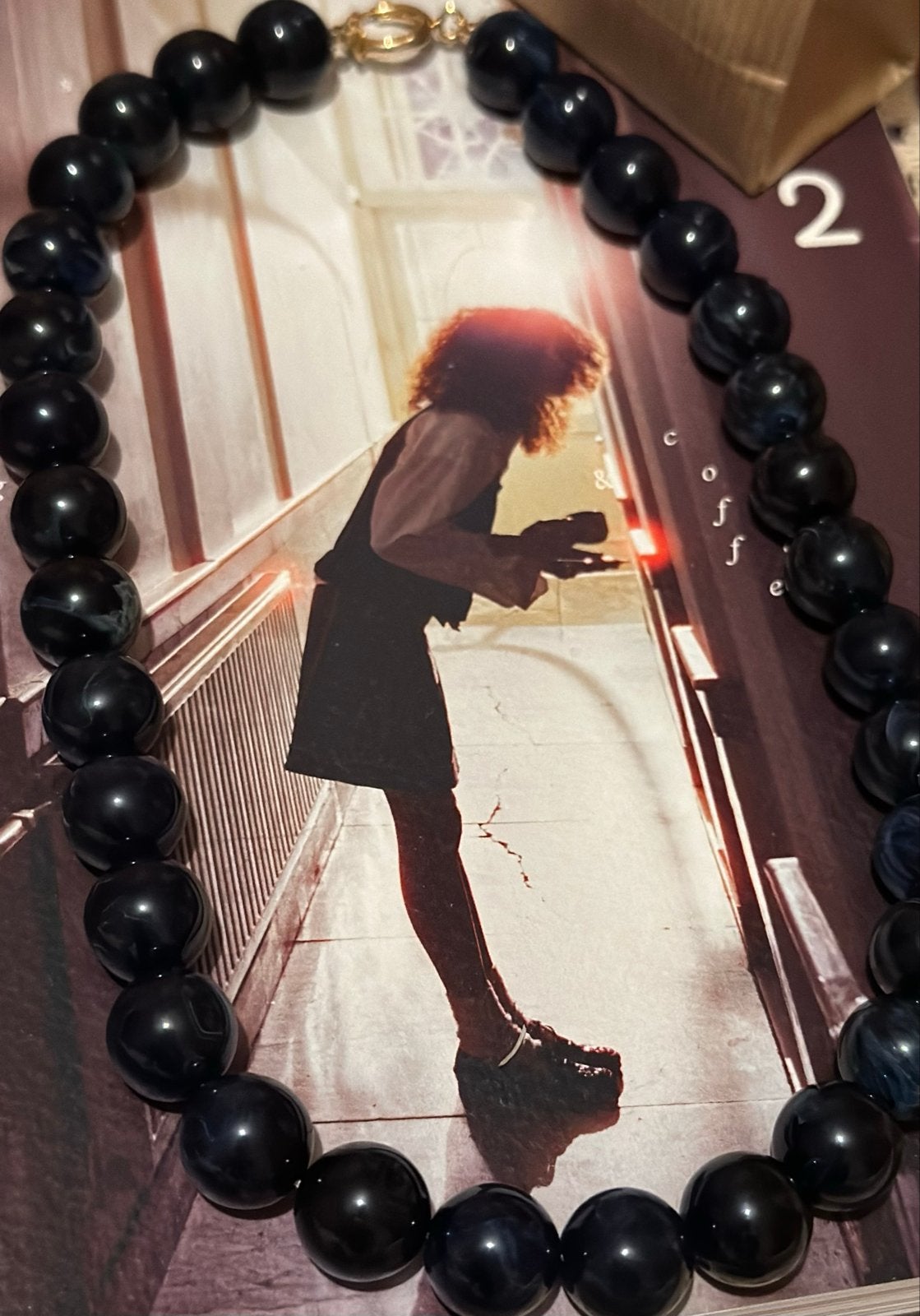 Donkerblauwe kralenketting, Ophalen of Verzenden, Nieuw, Blauw, Overige materialen