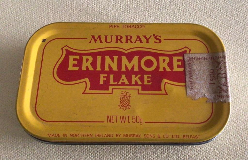 Vintage Murray's Erinmore Flake Pijptabak Blikje, Verzamelen, Rookartikelen, Aanstekers en Luciferdoosjes, Gebruikt, Ophalen of Verzenden