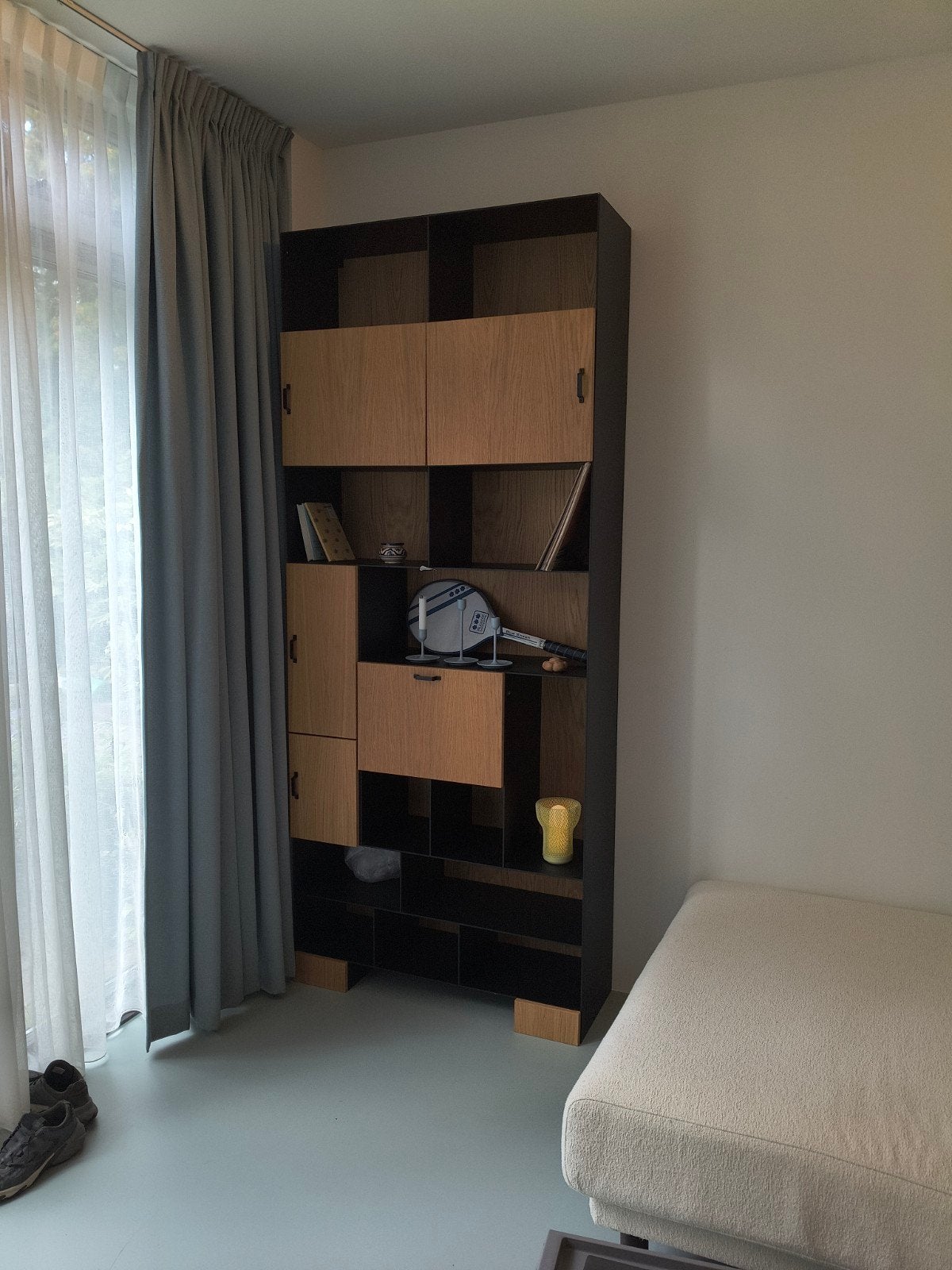 Handgemaakte stalen en massief houten kast, Overige houtsoorten, 100 tot 150 cm, 200 cm of meer, Ophalen of Verzenden