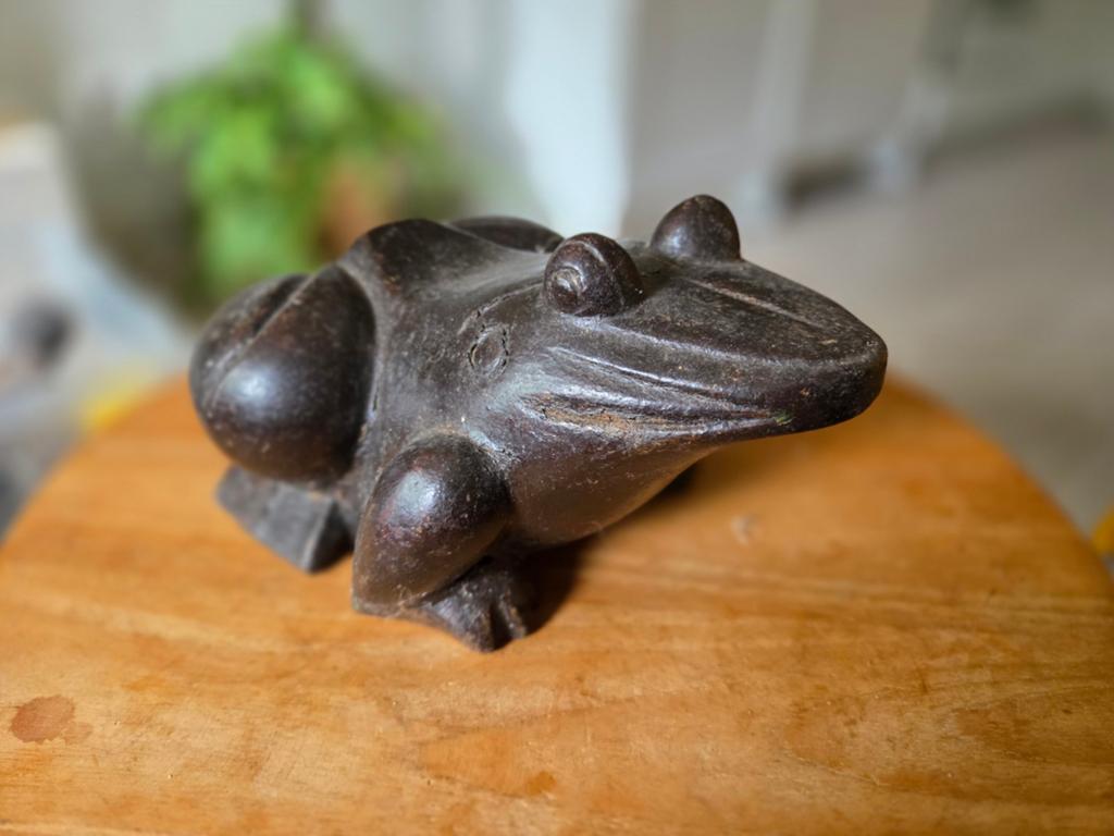 Decoratieve Kikker Sculptuur - Houtsnijwerk, Antiek en Kunst, Ophalen, Overige onderwerpen, Minder dan 20 cm, Handgemaakt
