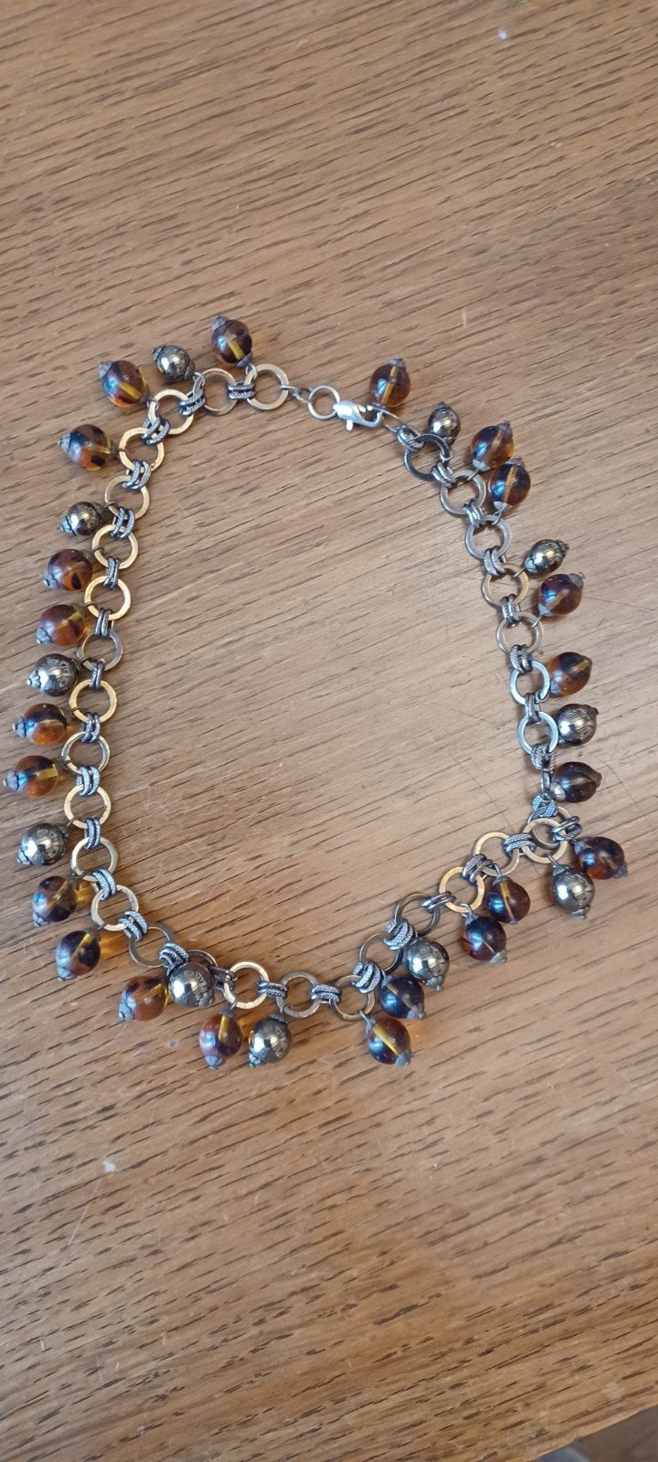Vinted ketting met gouden en oranje bruine kralen, Ophalen of Verzenden, Gebruikt, Oranje, Overige materialen