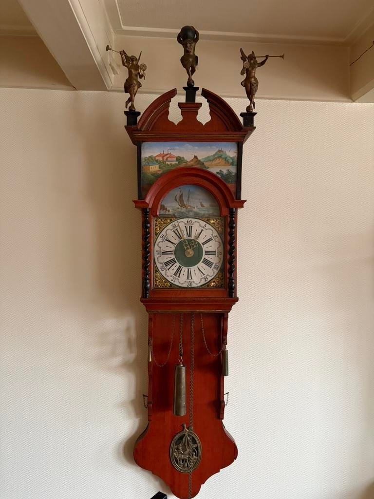 Prachtige originele Friese staartklok met houten poppen, Antiek en Kunst, Antiek | Klokken, Ophalen