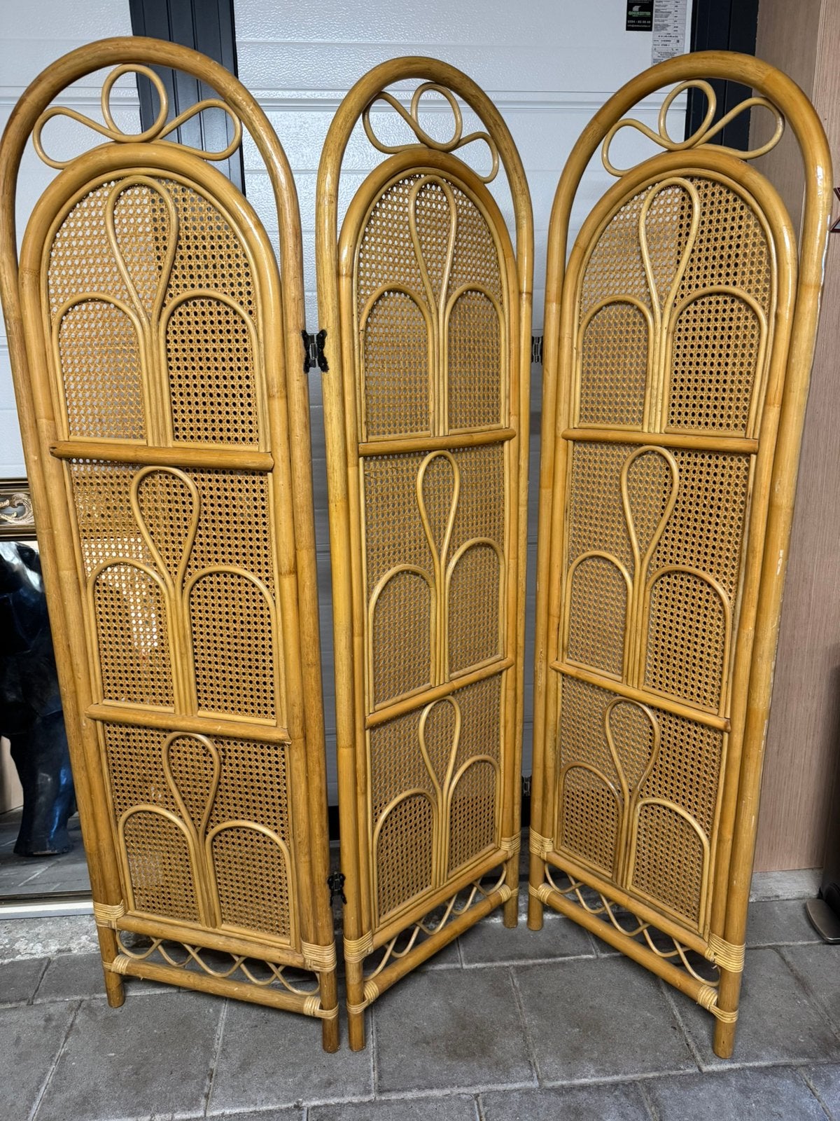 Vintage Rotan Kamerscherm / Roomdivider (Jaren 60 Boho), Ophalen, Zo goed als nieuw