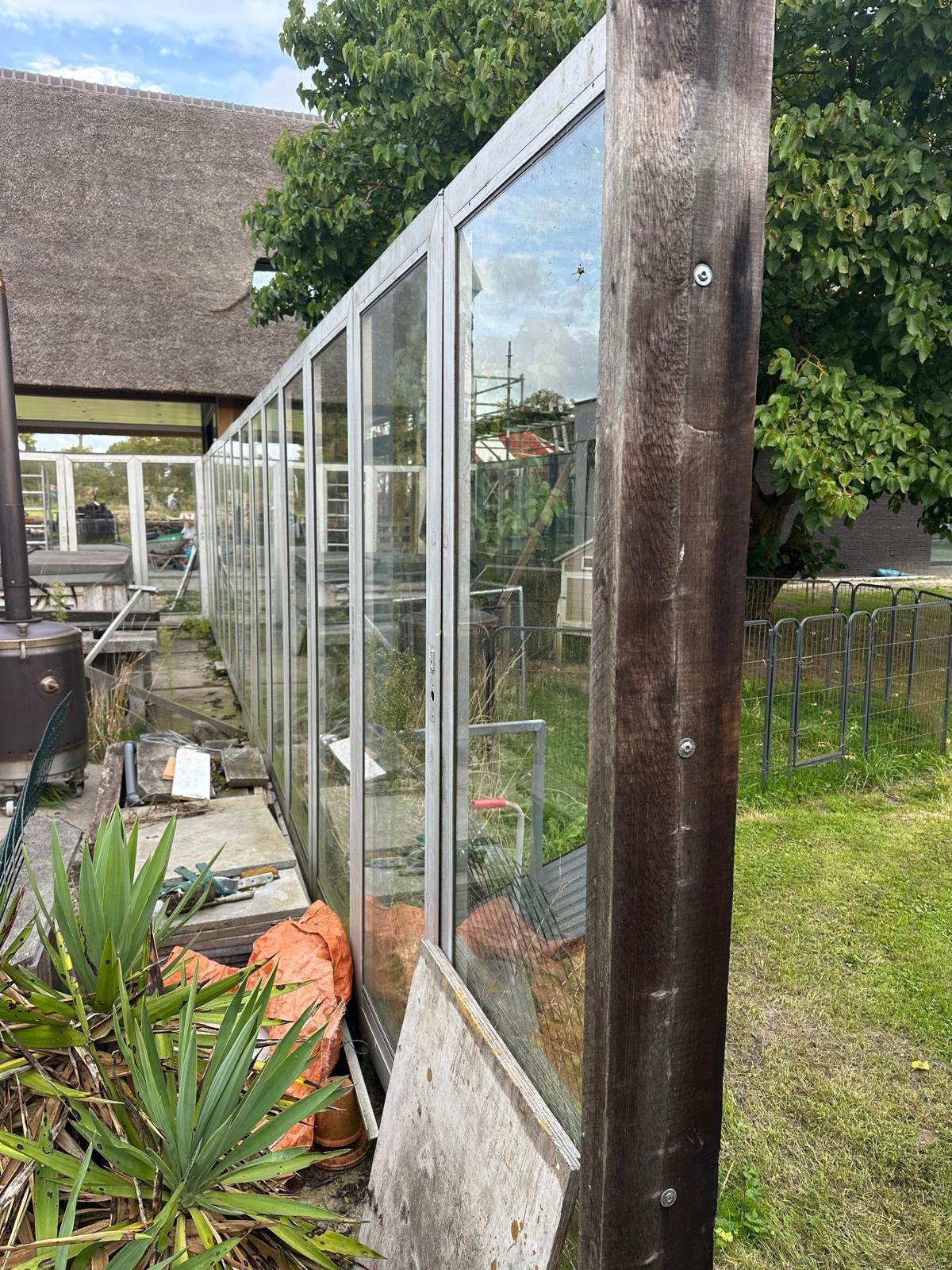 Aluminium/glazen terrasschermen, Ophalen, Gebruikt, Aluminium, 200 cm of meer