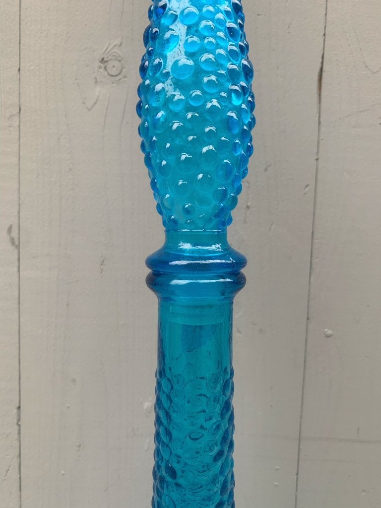 Blauwe glazen Empoli fles met dop - vintage retro vaas, Antiek en Kunst, Ophalen