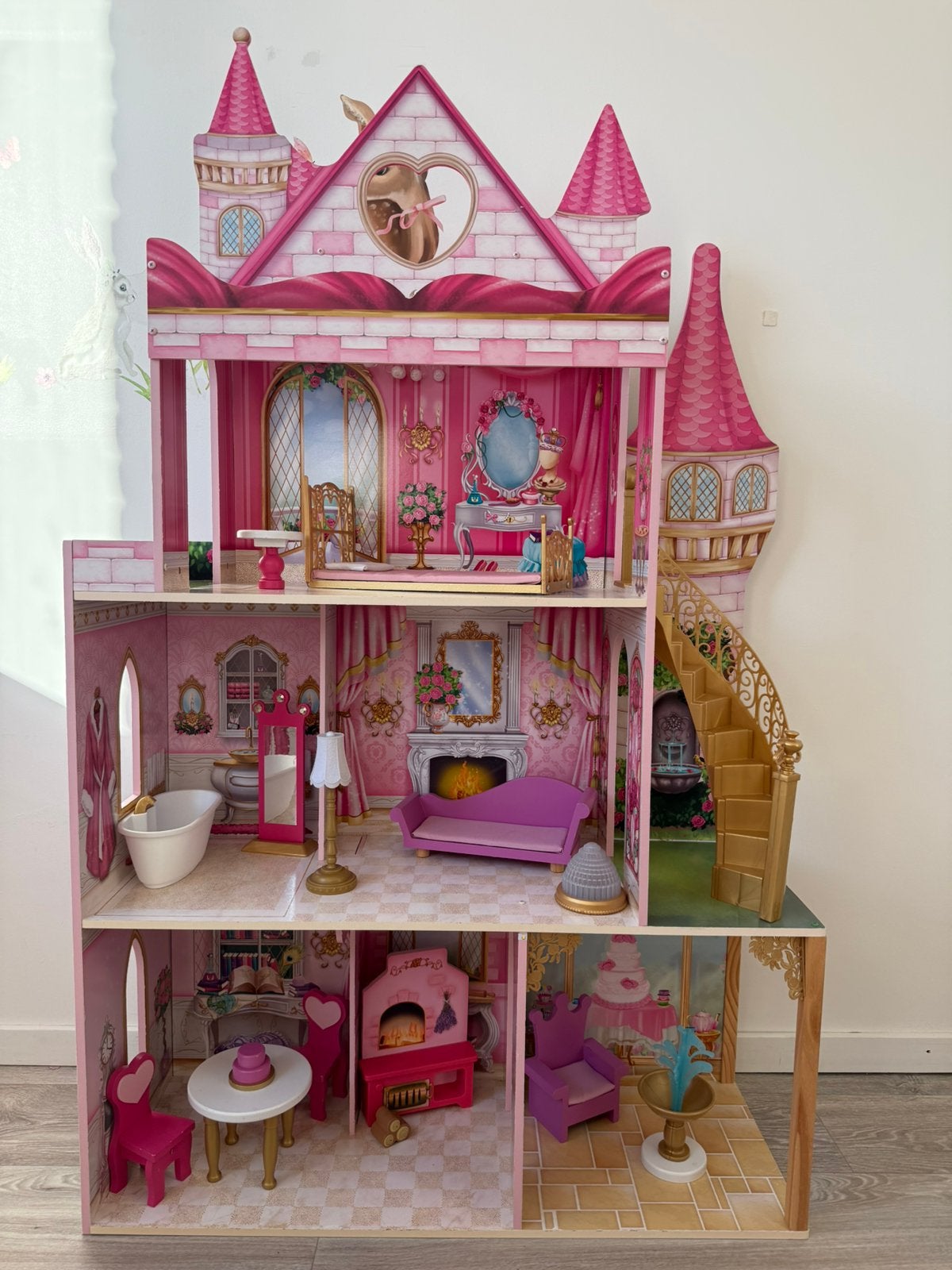 KidKraft Houten Poppenhuis Barbiehuis Rose Garden Kasteel, Kinderen en Baby's, Speelgoed | Poppenhuizen, Ophalen, Gebruikt, Poppenhuis