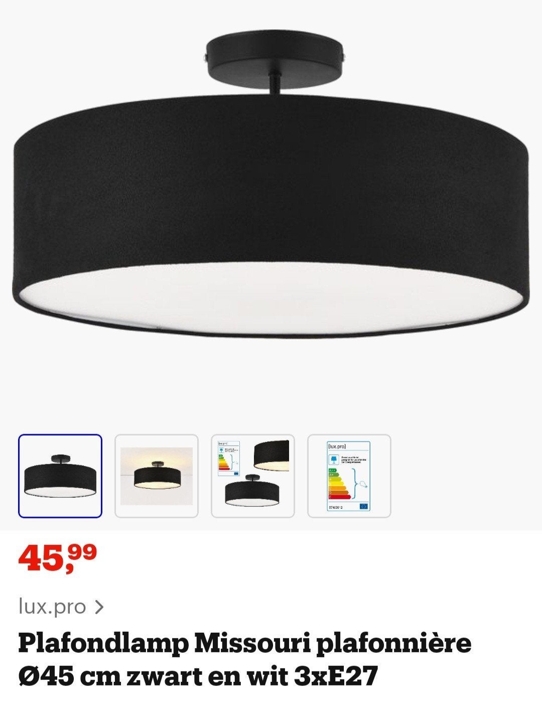Delight Hanglamp Zwart Rond 45cm Modern Design, Ophalen of Verzenden, Zo goed als nieuw, Metaal, Modern