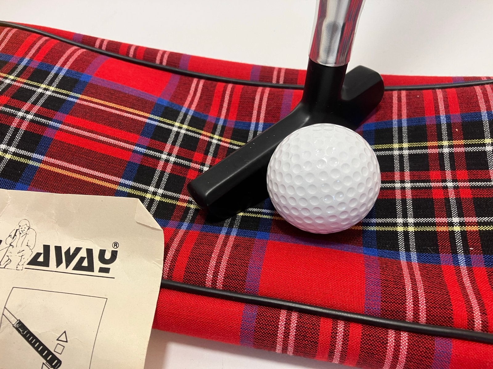 Vintage Flipstick Putt Away Golf Putter met Schotse Ruit Tas, Sport en Fitness, Ophalen, Gebruikt, Club, Overige merken