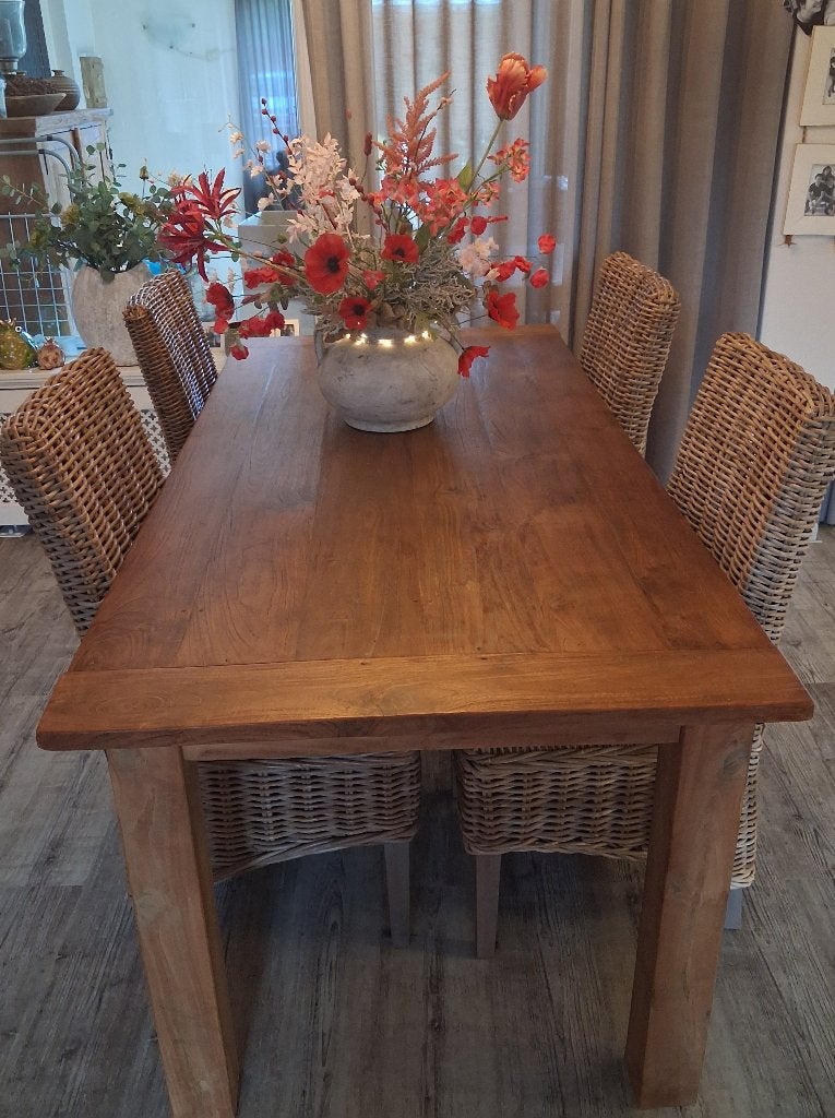 tafel, Huis en Inrichting, Ophalen, Teakhout, 50 tot 100 cm, Zo goed als nieuw