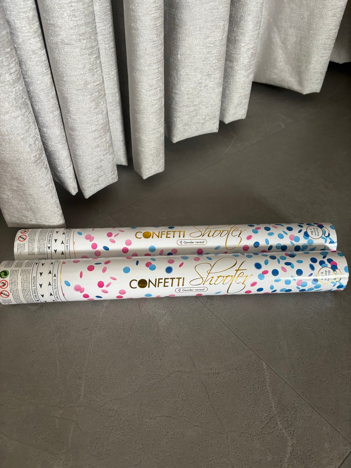 Gender Reveal Confetti Shooters Blauw - 2 Stuks - 8 Meter, Ophalen of Verzenden, Nieuw, Feestartikel, Geboorte of Huwelijk