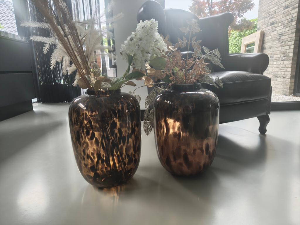 2xl vazen transparant bruin, Huis en Inrichting, Overige kleuren, Ophalen of Verzenden, Minder dan 50 cm, Glas