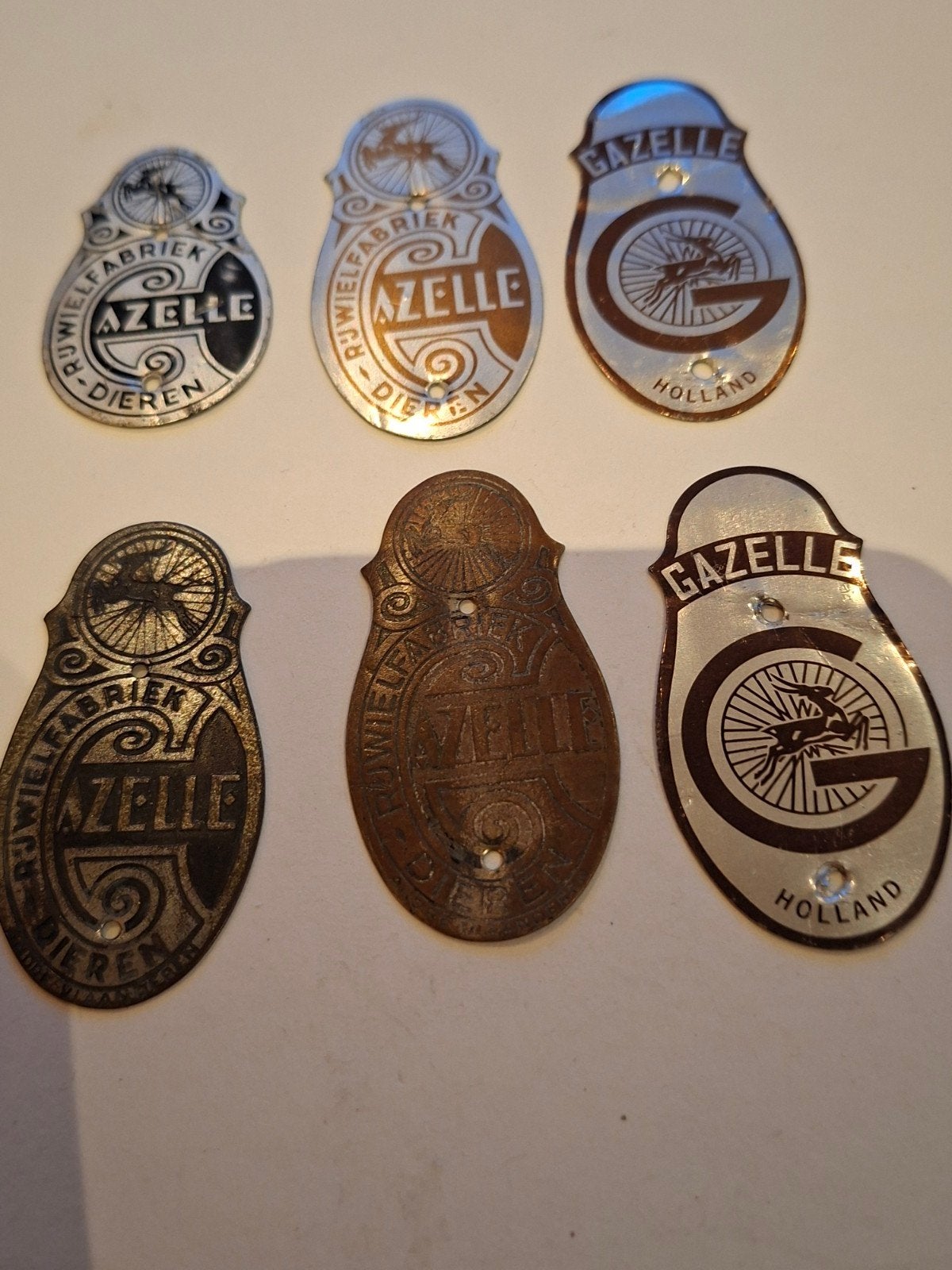 6 FIETSPLAATJES GAZELLE, Ophalen of Verzenden, Gebruikt