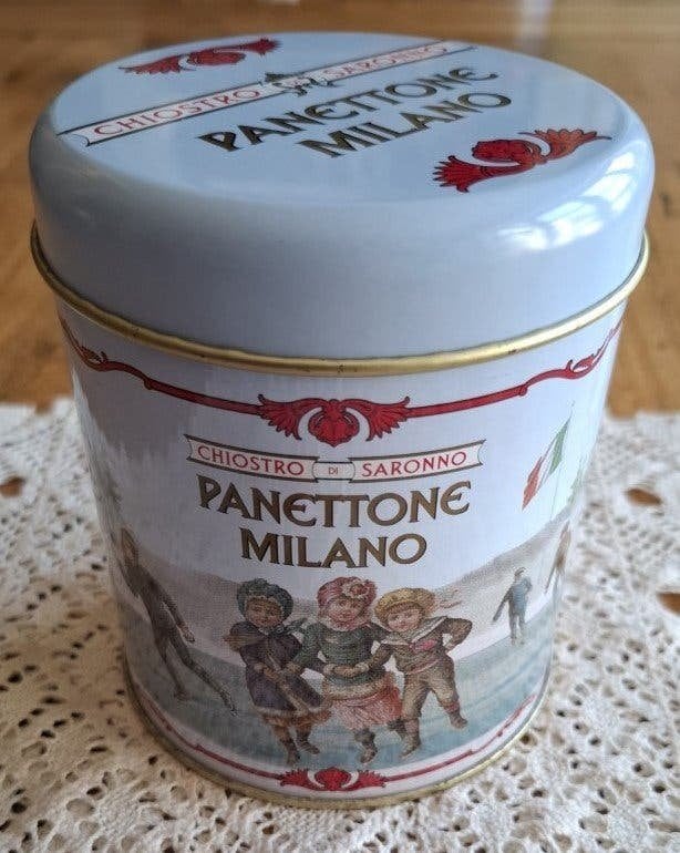 Klein Italiaans Milano Panettone blikje, schaatsen, kinderen, Ophalen of Verzenden, Gebruikt, Overige, Overige merken