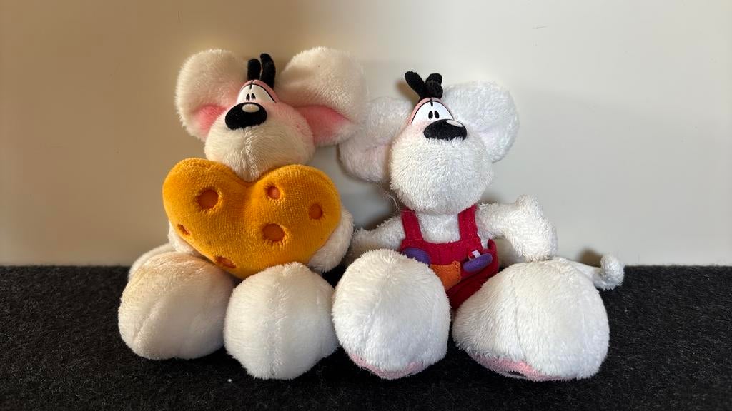 2 Diddl pluchen poppetjes 16 cm, Ophalen of Verzenden, Zo goed als nieuw, Knuffel