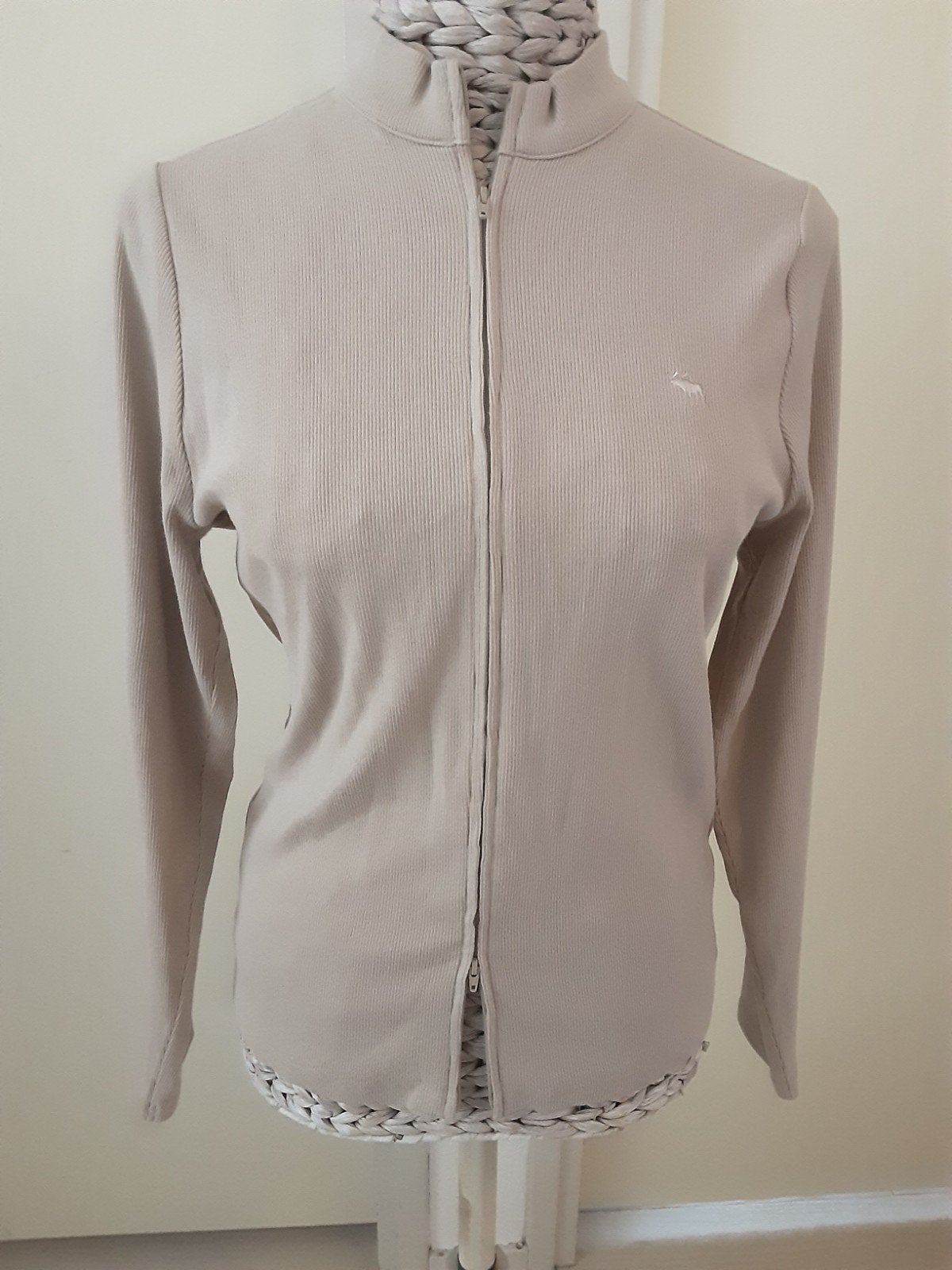 Abercrombie & Fitch vest met opstaande kraag en rits beige L, Beige, Maat 42/44 (L), Nieuw, Ophalen of Verzenden