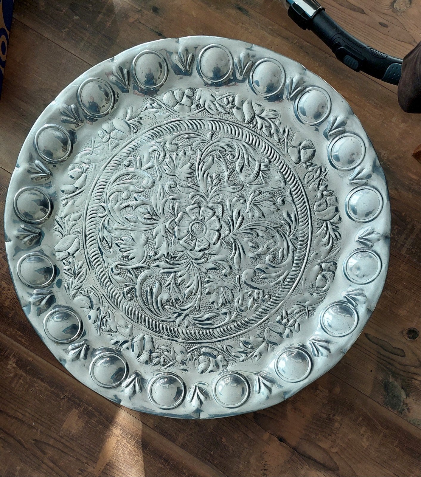 Marokkaanse dienblad, Ophalen, Rond, Metaal