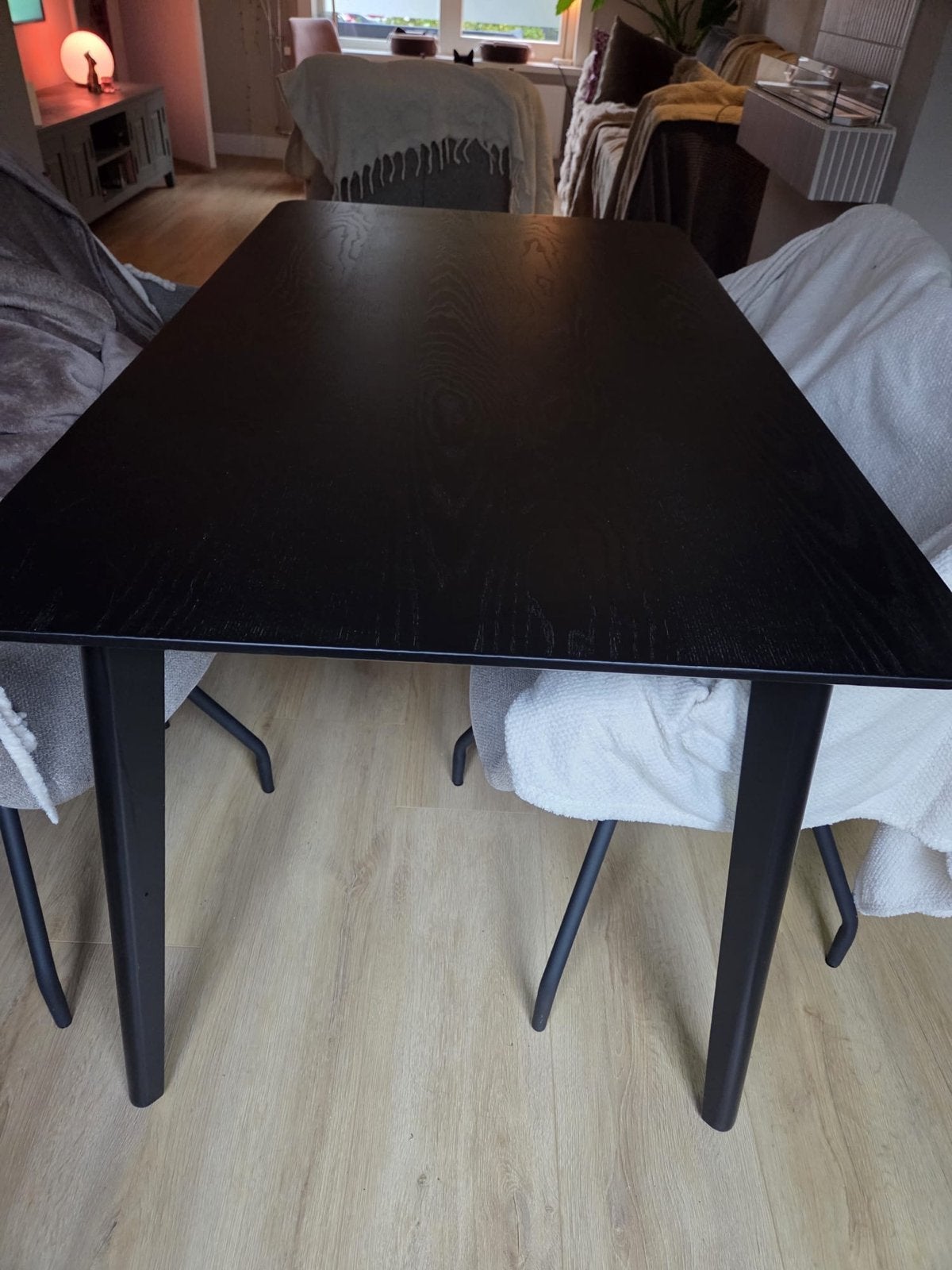IKEA LISABO eettafel zwart/essenfineer 140x78 cm, Ophalen, Gebruikt, 100 tot 150 cm, 50 tot 100 cm
